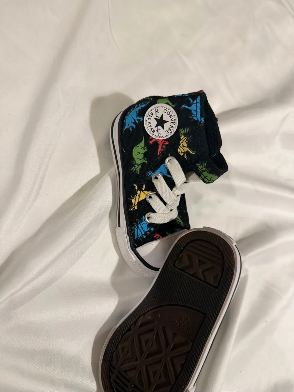 Converse Kids Black High-Tops with Multicolor Dino Print